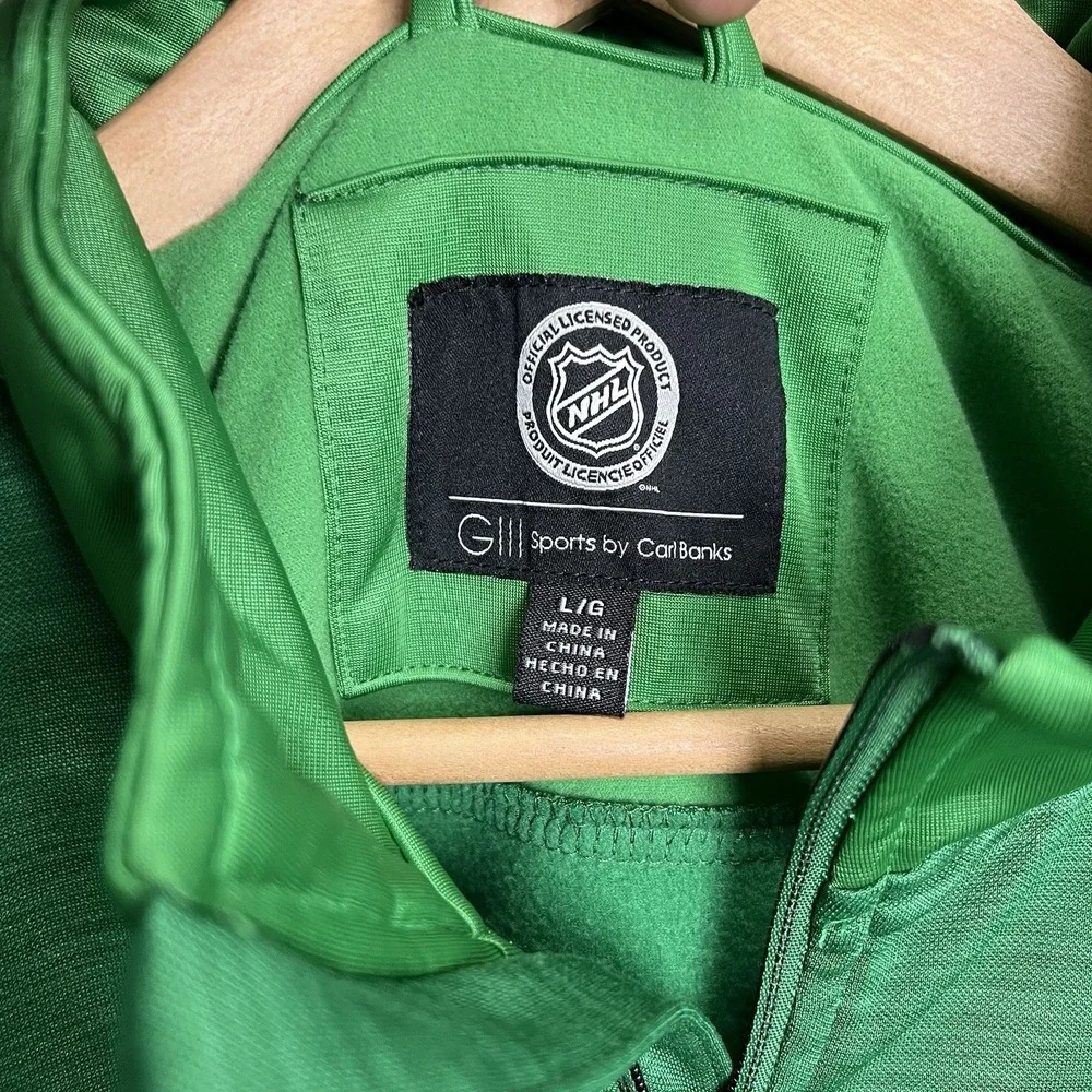 Dallas Stars NHL Large Green Hockey Track Jacket GIII Carl Banks Embroidered